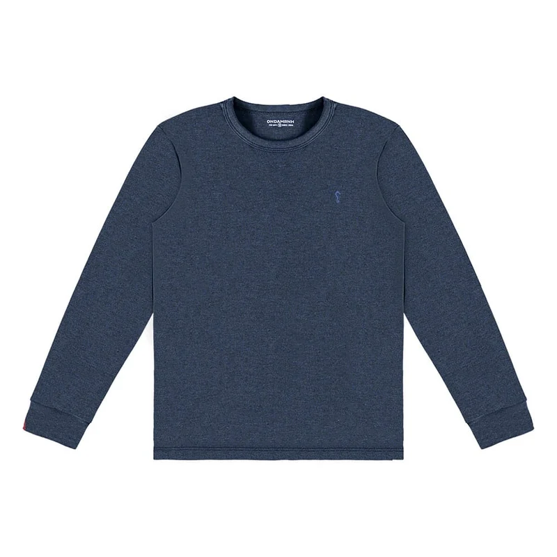 Camiseta Manga Longa Suedine Onda Marinha - Masculina 08 / Menino / Marrom