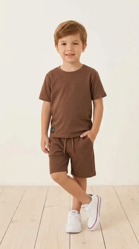 CONJUNTO CAMISETA E BERMUDA EM SUEDINE LEVE P.A / FONDUE FUDGE
