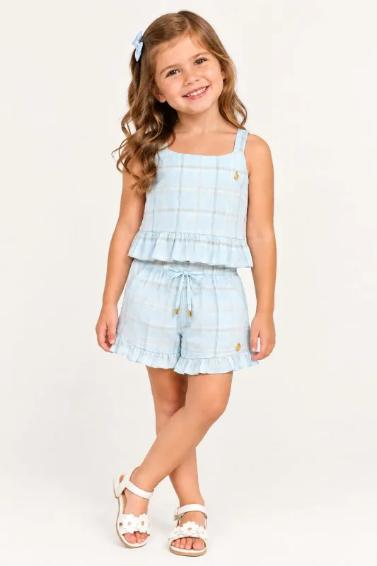 CONJUNTO BLUSA E SHORTS EM TRICOLINE FLAME XADREZ / ANDES