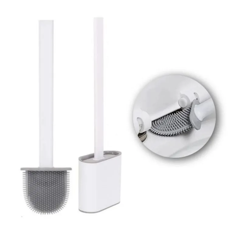 Escova Sanitária De Silicone Branca Limpa Vaso Banheiro