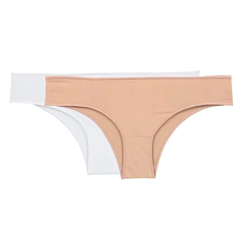KIT C/ 2 CALCINHAS LATERAIS LARGAS 0KT38840 CAMURCA/BRANCO/P