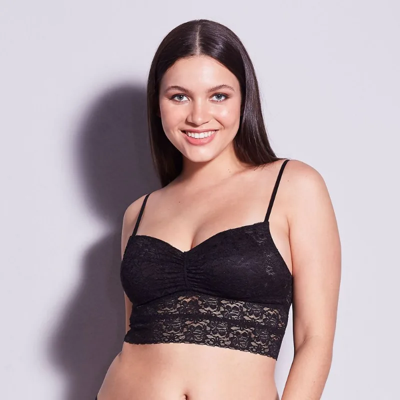 Sutiã Hope Top Alongado Com Bojo Removível em Renda L12873 Preto EG