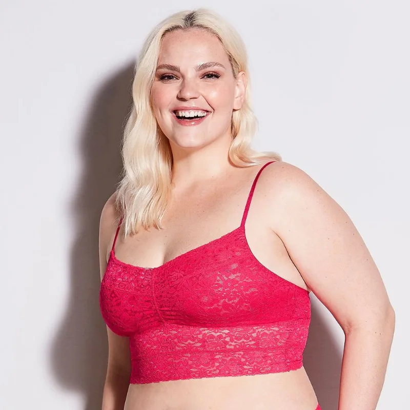 Sutiã Hope Top Alongado Com Bojo Removível em Renda L12873 Rosa Euforia M