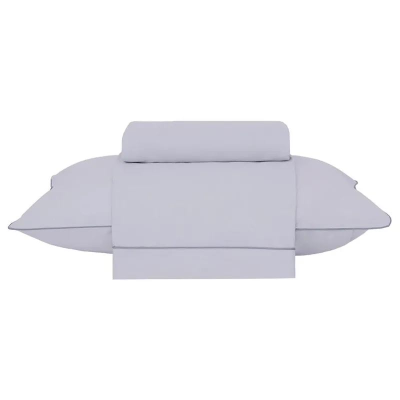 Jogo de Cama Solteiro Buddemeyer Basic Percalle 100 Algodão Percal 180 Fios 3 Peças Cinza