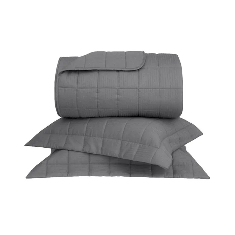 Colcha Matelassada Damask Stripes 2,60 X 2,50 Queen - Buddemeyer Chumbo 17/unico