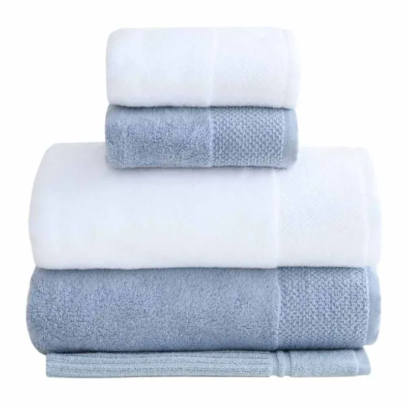 Jogo de Toalhas Hannah Intense Air de Banho com 05 Peças Branco e Azul - Buddemeyer