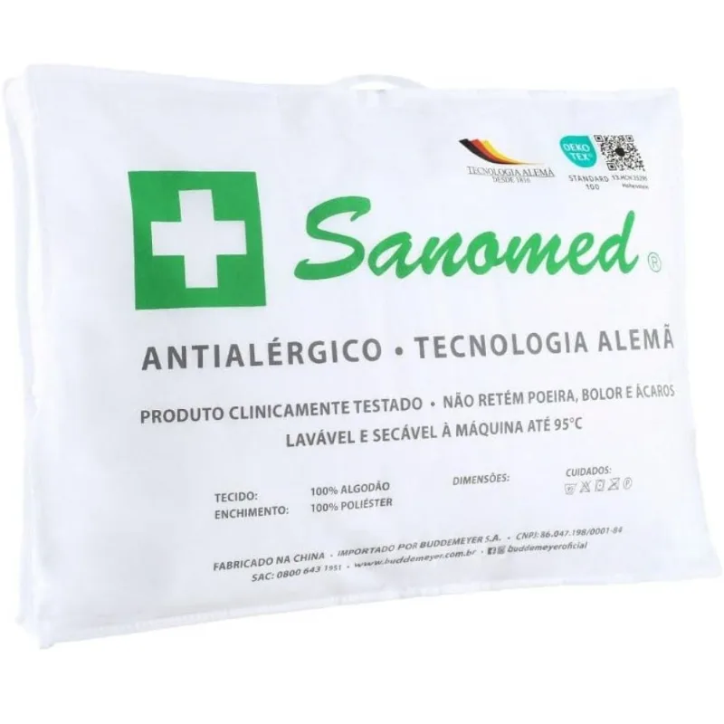 Travesseiro 50X70cm Antialérgico Sanomed - Buddemeyer BRANCO
