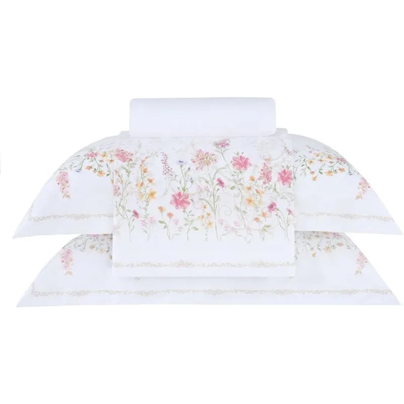 Jogo de Cama Casal 4 Peças 300 Fios 100% Algodão Bud Vision Giovanella - Buddemeyer BRANCO/FLORAL