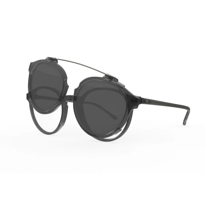 Óculos de Grau HB Switch Clip on 0492 Matte Onyx/ Silver Polarized Lente 4,7 cm