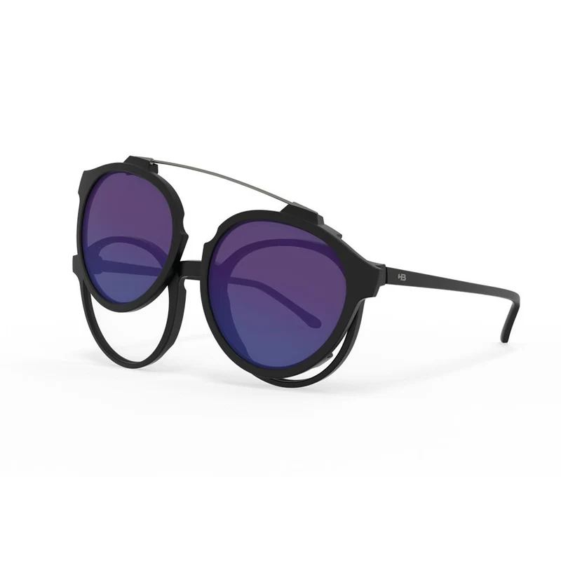 Óculos de Grau HB Switch 0492 Clip On Matte Black/ Polarized Blue - Lente 4,7 cm