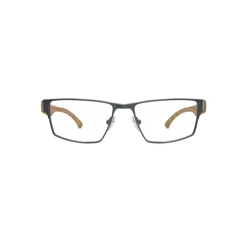 Óculos de Grau HB Duotech 0462 Retangular Matte Graphite/ Wood - Grau - TAM 53 mm