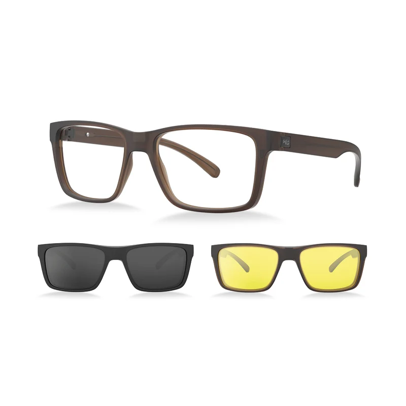 Óculos de Grau HB Switch 3 0472 Clip on M Clear Coffee Gray/ Night Drive