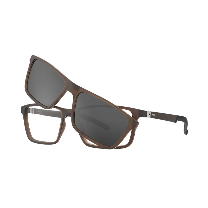 Óculos de Grau HB Switch 0531 M Clear Coffee/Solid Polarized Gray