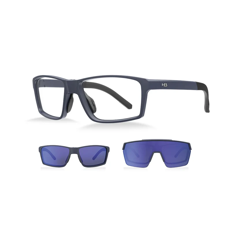 Óculos de Grau HB Presto 2.0 Clip on Matte Navy/ Blue Chrome - Grau - 56 mm