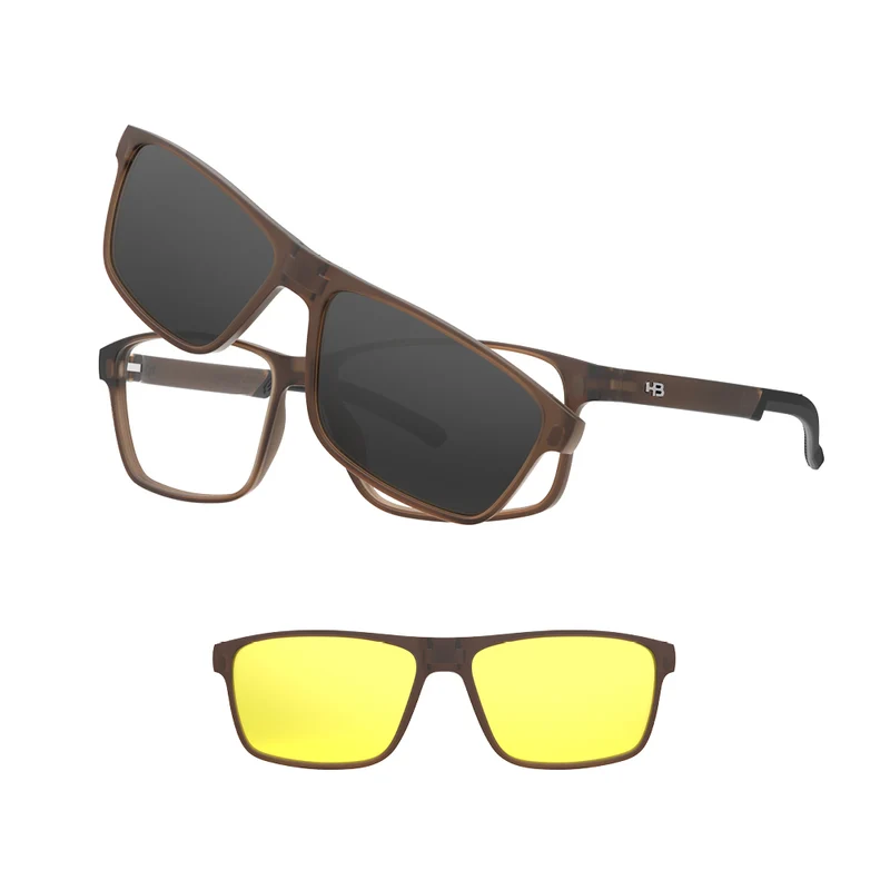 Óculos de Grau HB SWITCH 0538 Matte Clear Coffe Gray/Nigth Dr