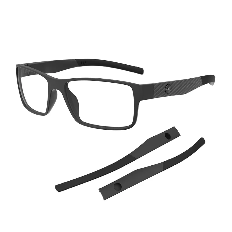 Óculos de Grau HB Troca Haste Polytech 0552 Matte Black + H M Carbon Fiber