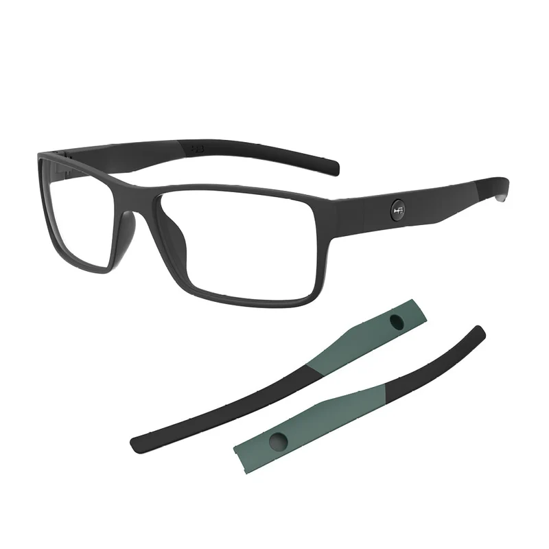 Óculos de Grau HB Troca Haste Polytech 0552 Matte Black + H M Milit Green