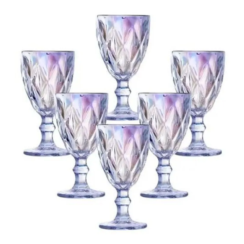 Taças De Agua De Suco Vinho De Vidro Diamante Jogo 6 Unidad