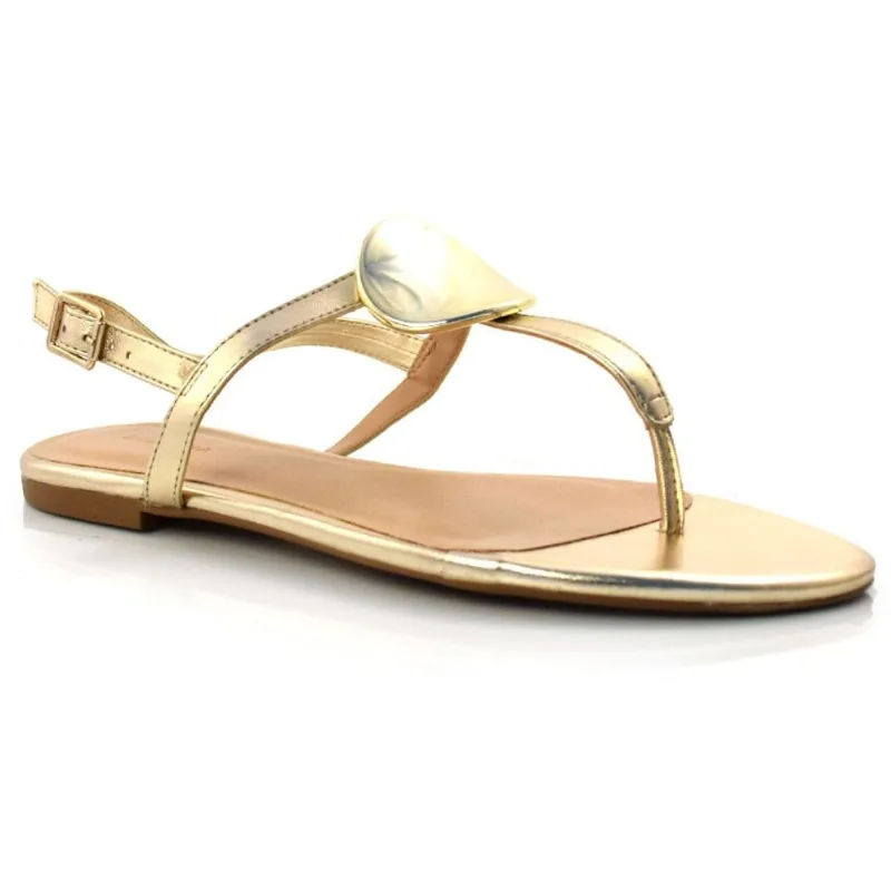 Sandália Rasteira Metalizada Suzzara Amarelo 01678 METAL 38