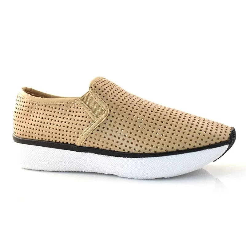 Tênis Jogging de Couro Suzzara Creme 24707 34