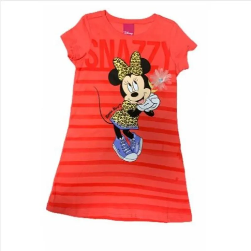 Vestido Manga Curta Listrado Minnie D80104 Disney