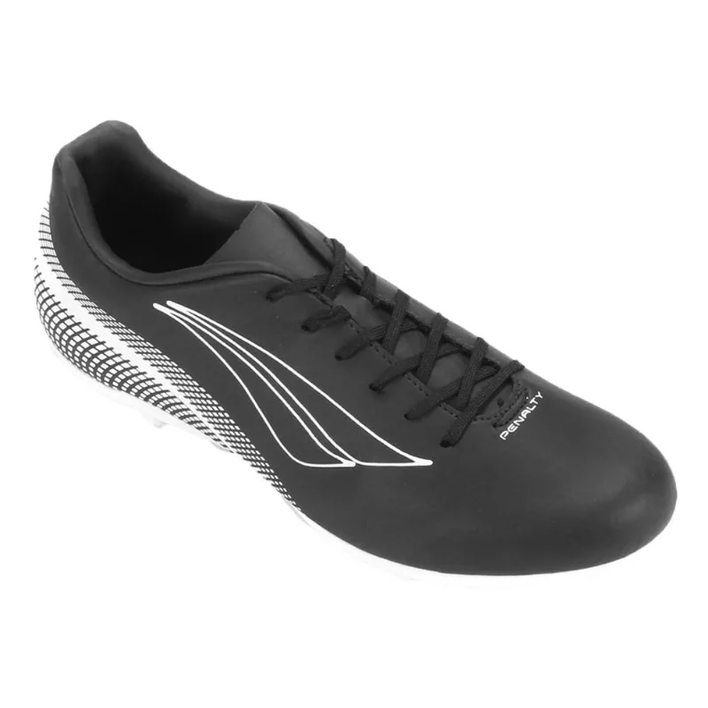 Chuteira Penalty Campo Bravo XXI Masculino - Preto e Branco