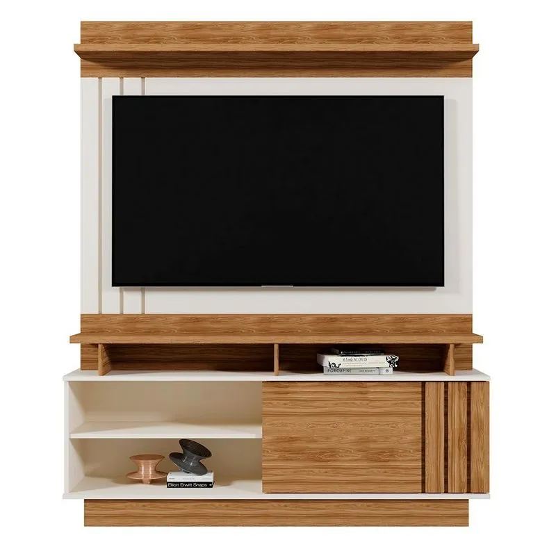 Estante Home Goiás 150cm Off White/amêndoa Para Tv Até 55 - Mobler