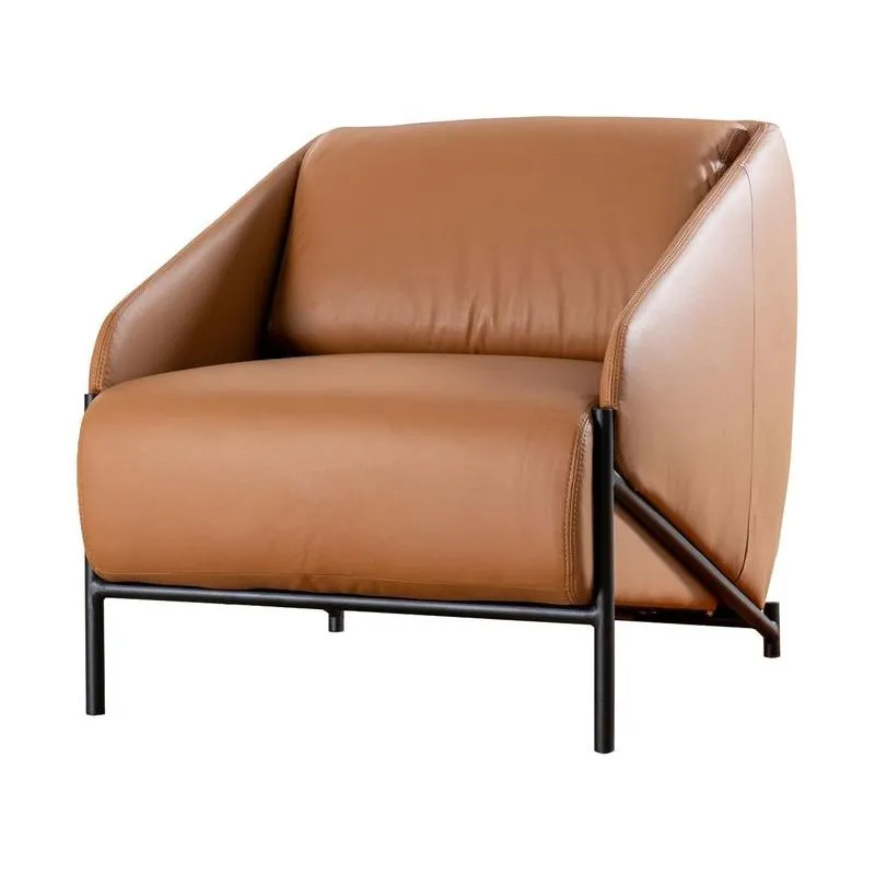 Poltrona Decorativa Toro Bianco Chloe 1020 Couro e Metal Saddle