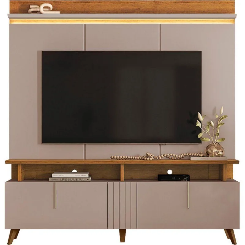 Home para TV Até 70 Petrópolis 180CM MDF-MDP com LED Cinza e Canela Möbler