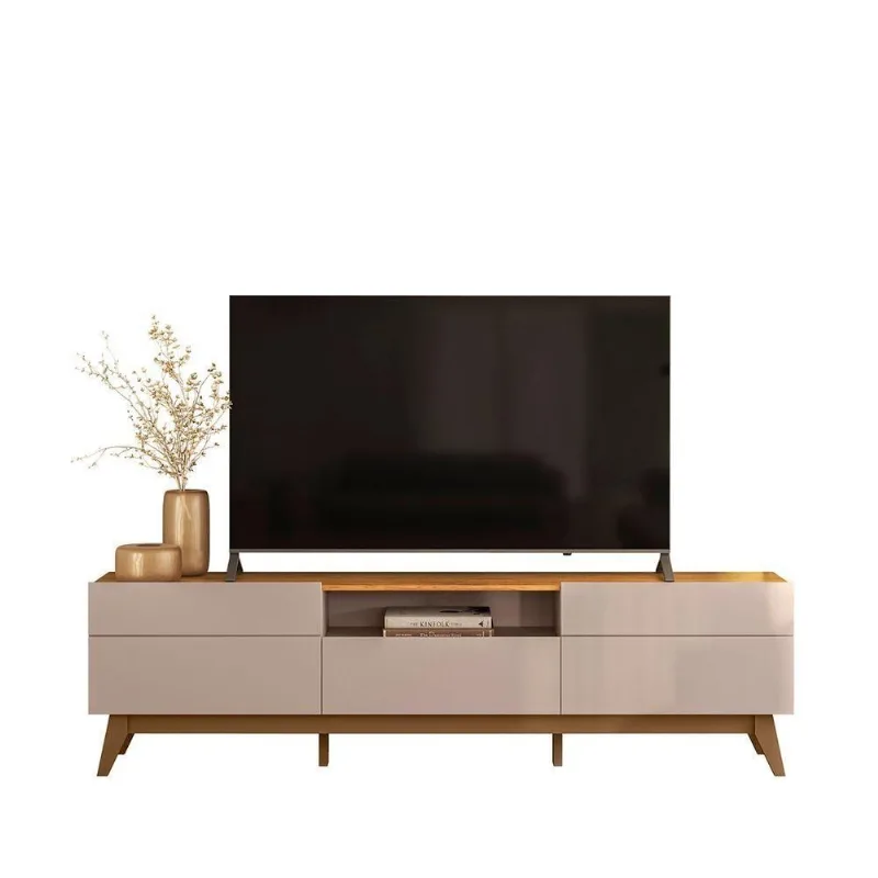 Rack para Tv Até 75 Polegadas Bancada Diadema 200cm MDP MDF com Nicho Off White Loja Doce Lar