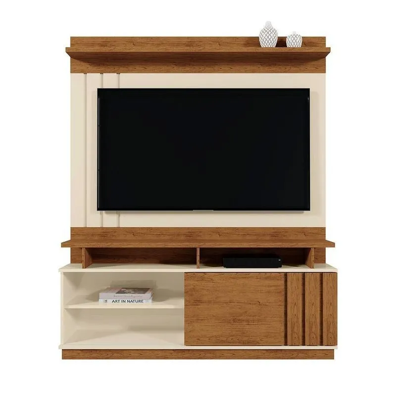 Estante Home Para TV Goiás 1 Porta MDF e MDP 150cm Off White-Canela