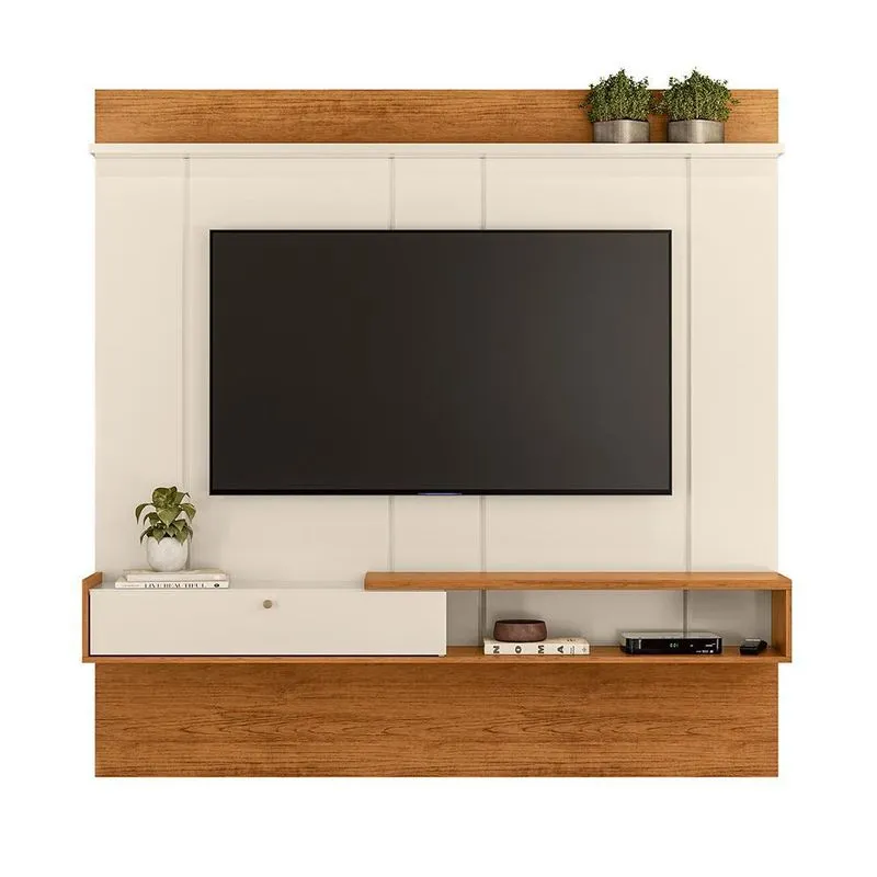 Painel Home Suspenso Niterói Off White/Canela Para Tv Até 65 - Mobler
