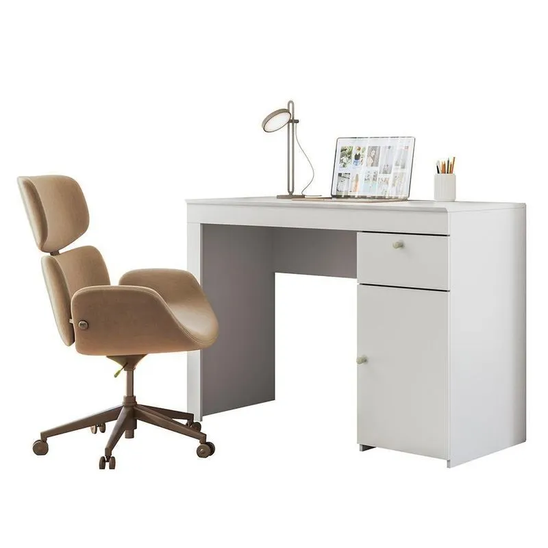 Escrivaninha Office Íris 1 Gaveta 108cm Branco Fosco Mbler