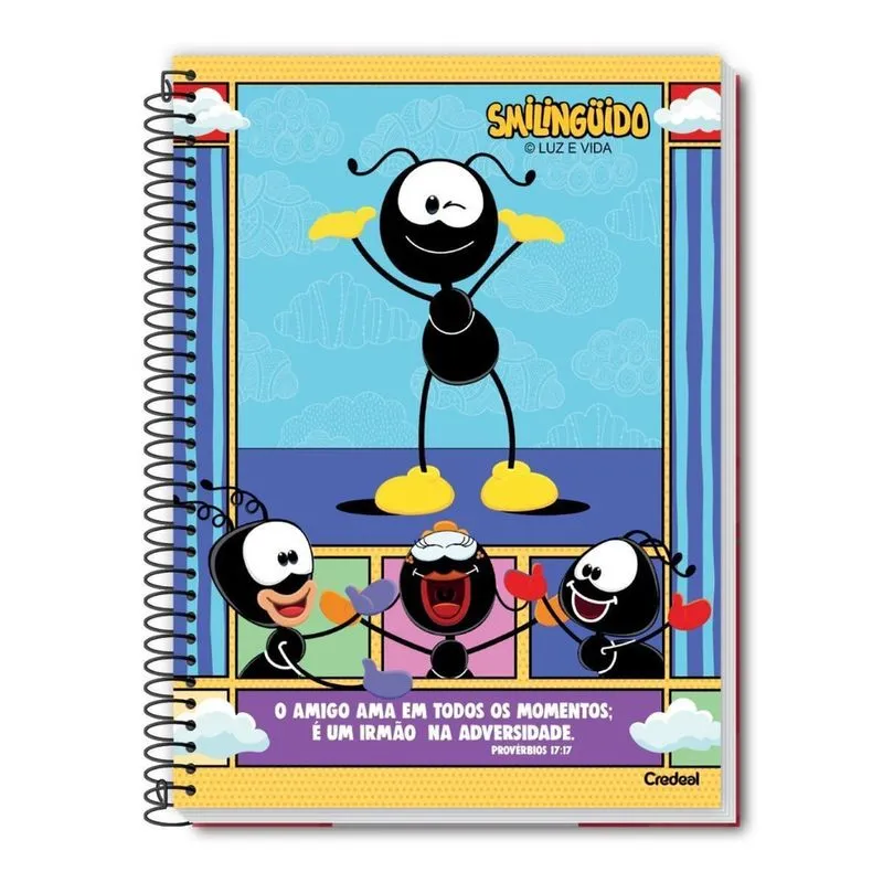 Caderno Smilingido Espiral Capa Dura 1 Matéria 80F Escolar