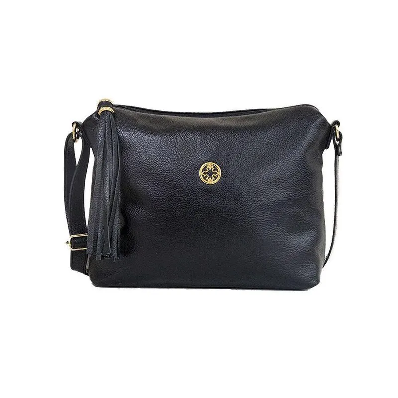 Bolsa Classe Couro Feminina Transversal 1751-2 Cb01 Preto
