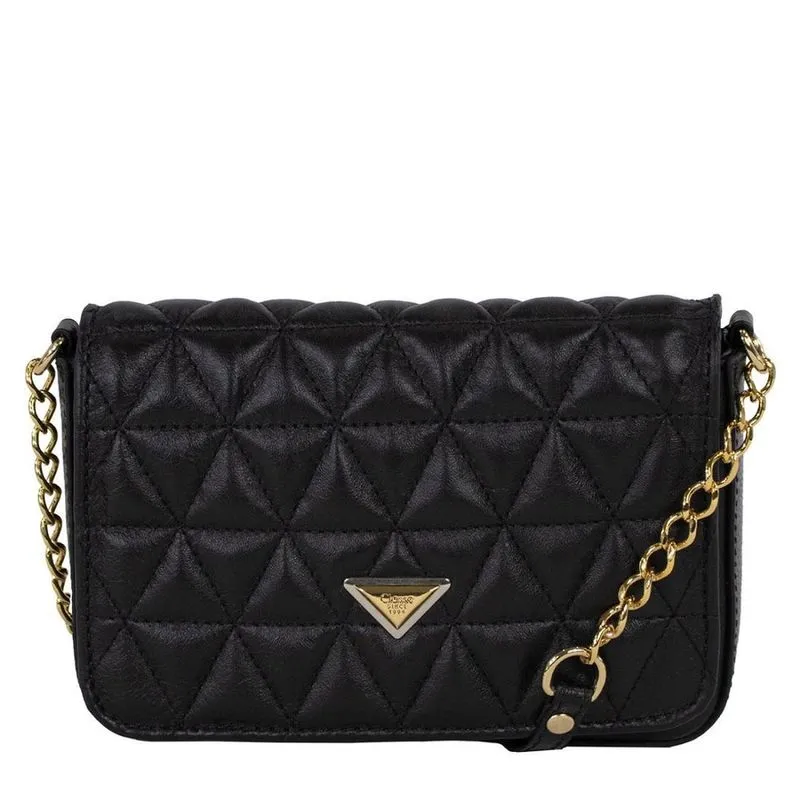 Bolsa Classe Couro Crossbody Feminina 2839 Matelassê Preta