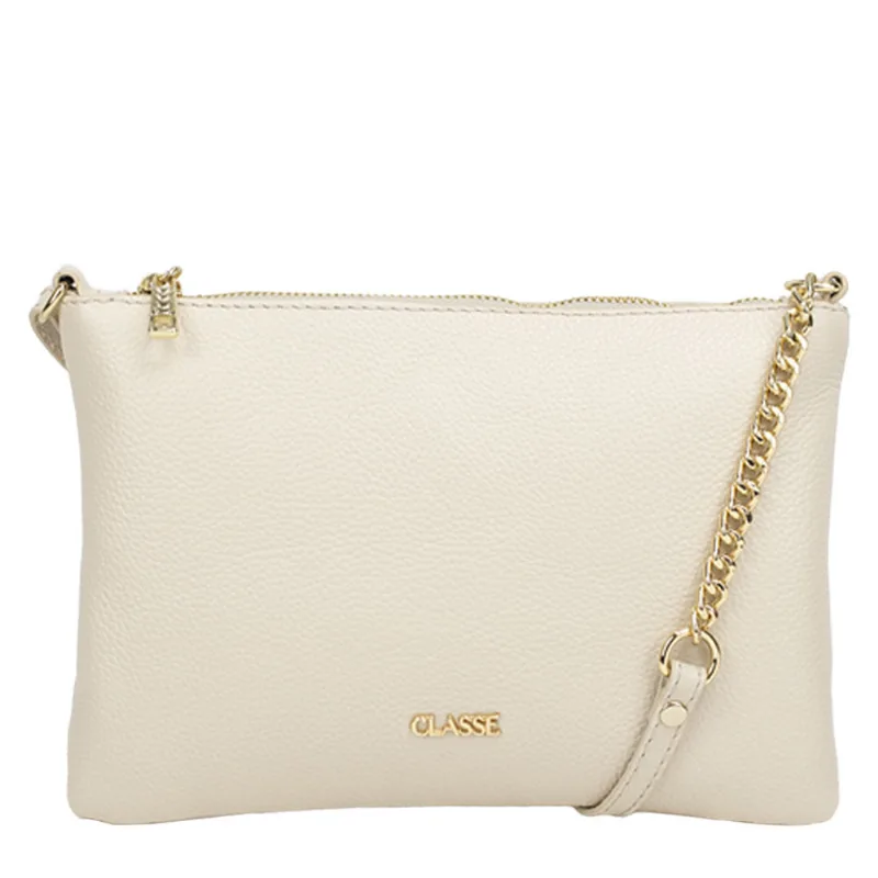 Bolsa Transversal Feminina Classe Couro 3022 Creme