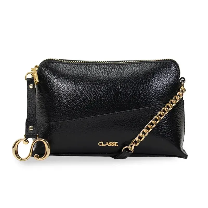 Bolsa Casual Classe Couro Feminina Preto UNICO