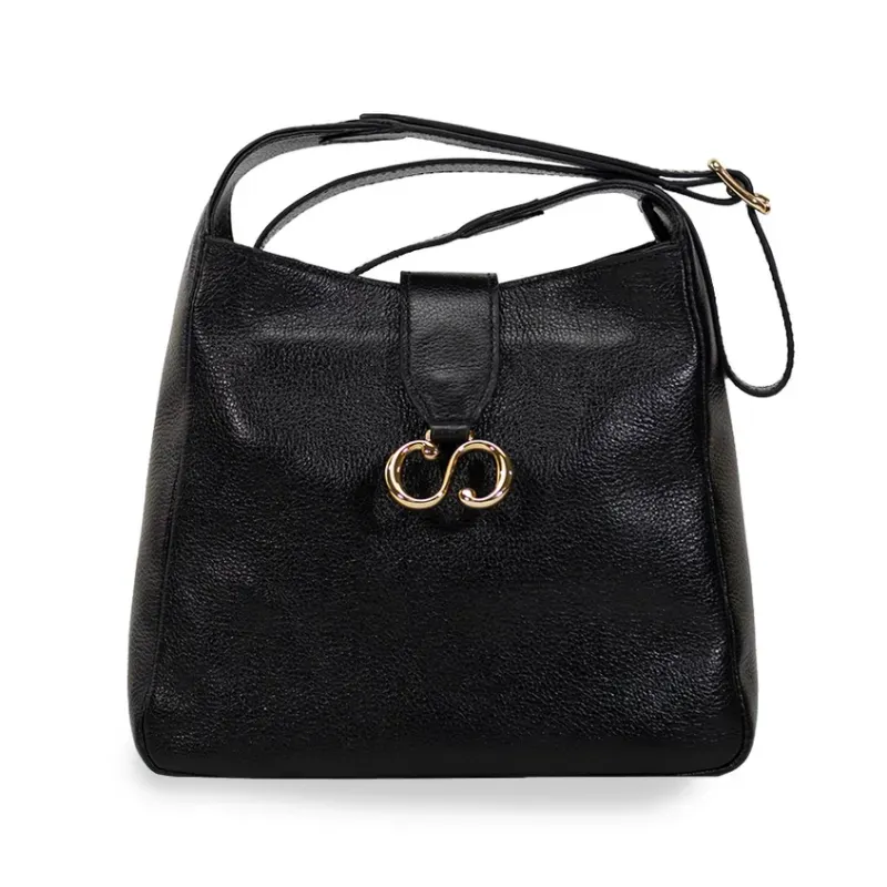 Bolsa Crossbody Classe Couro Preto Feminina UNICO
