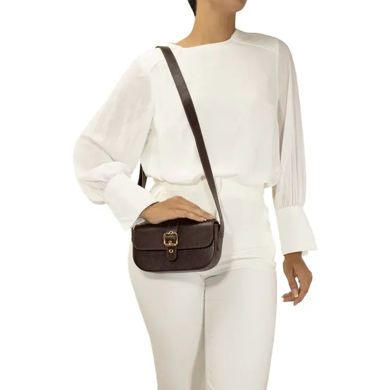 Bolsa Classe Couro Marrom Feminina UNICO
