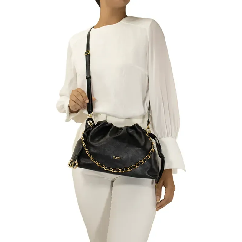 Bolsa Crossbody Classe Couro Bag Bru Feminina Preto UNICO