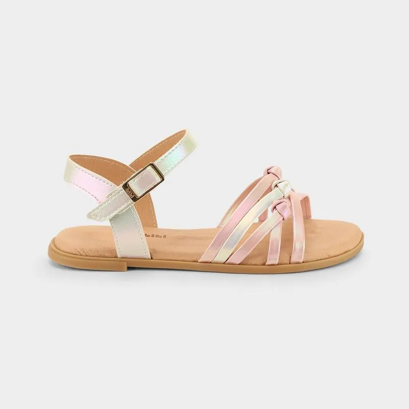 Sandália Infantil Bibi Shine Kids Rosa com Branco 36