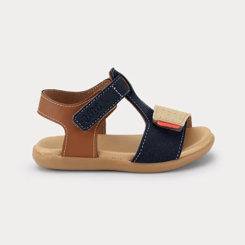 Sandália Infantil Bibi Baby Soft II Azul com Marrom 24