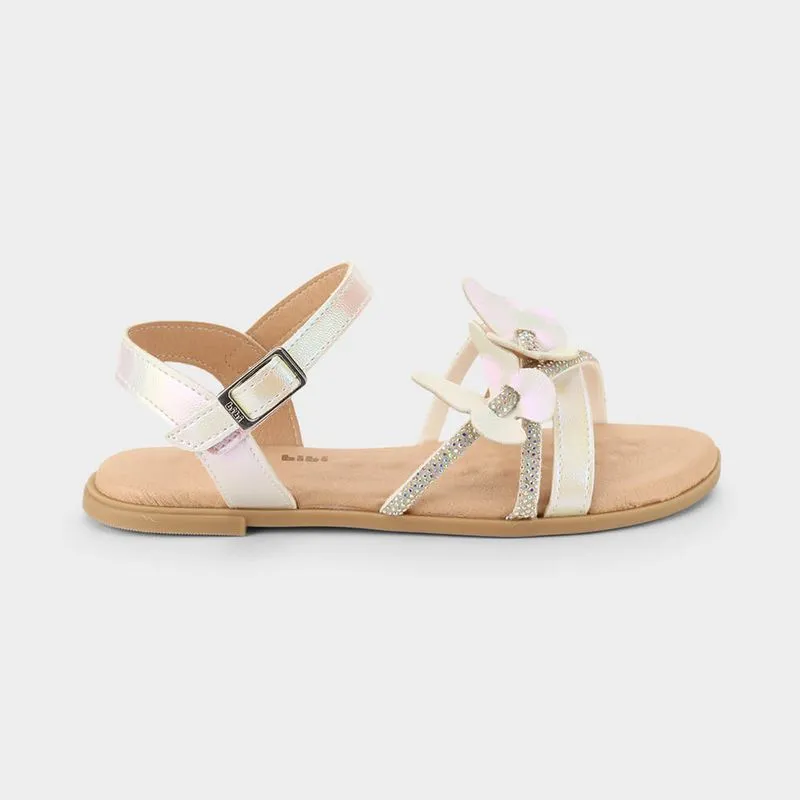 Sandália Infantil Bibi Shine Kids Branca com Borboletas 29