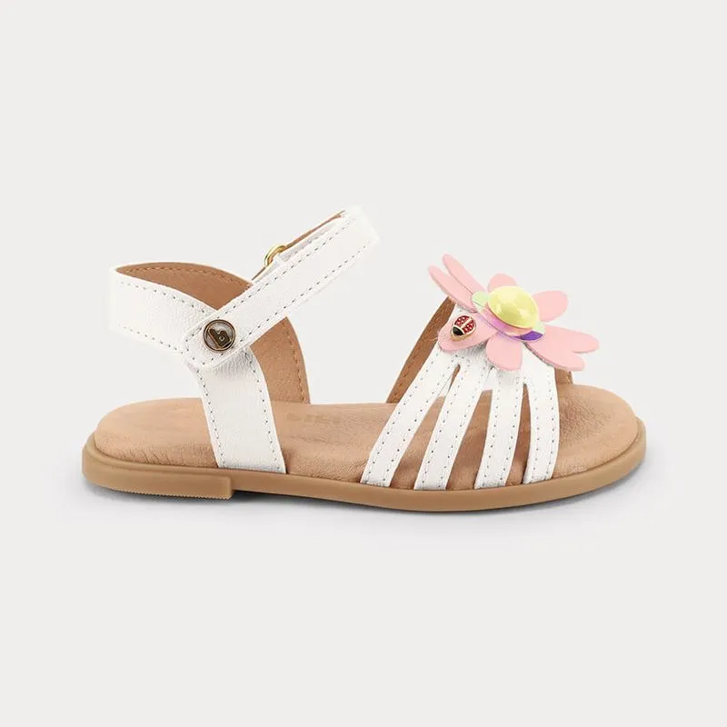Sandália Infantil Bibi Shine Mini Branca com Flor 20