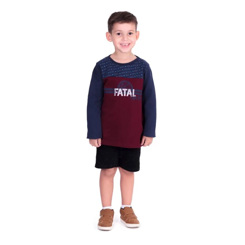 Moletom Fatal Infantil Especial Fechado Gola Careca Vinho - 4