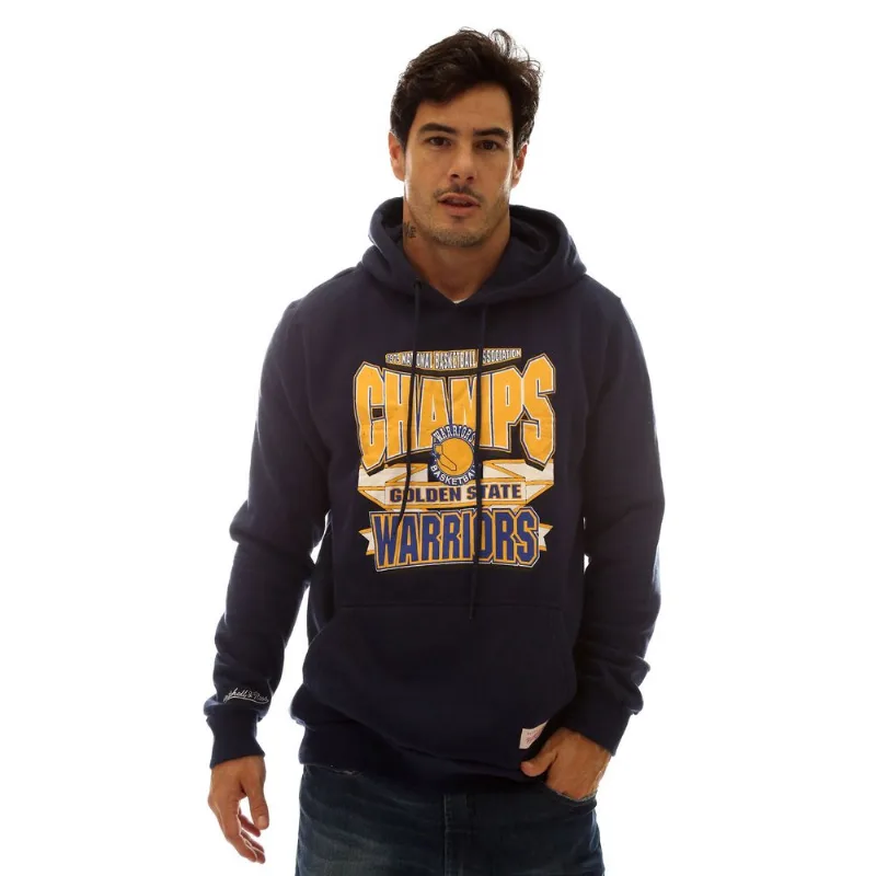 Moletom Mitchell & Ness Fechado Com Capuz Golden State Warriors Azul Marinho - GG