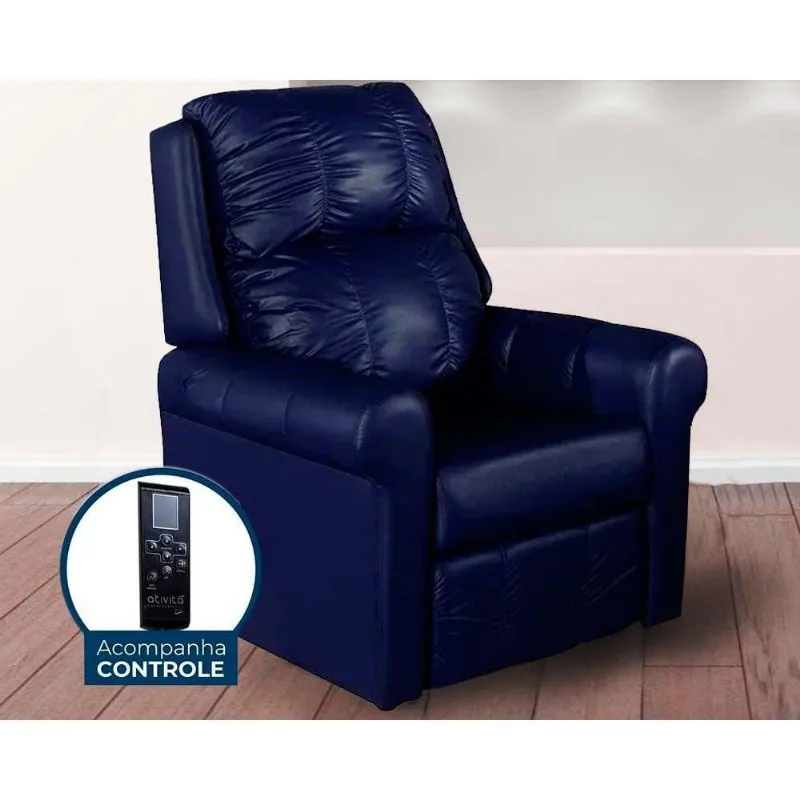 Poltrona Reclinável c/Massagem p/ Sala MH 1216 Two Way Courano Azul Marinho - Herval