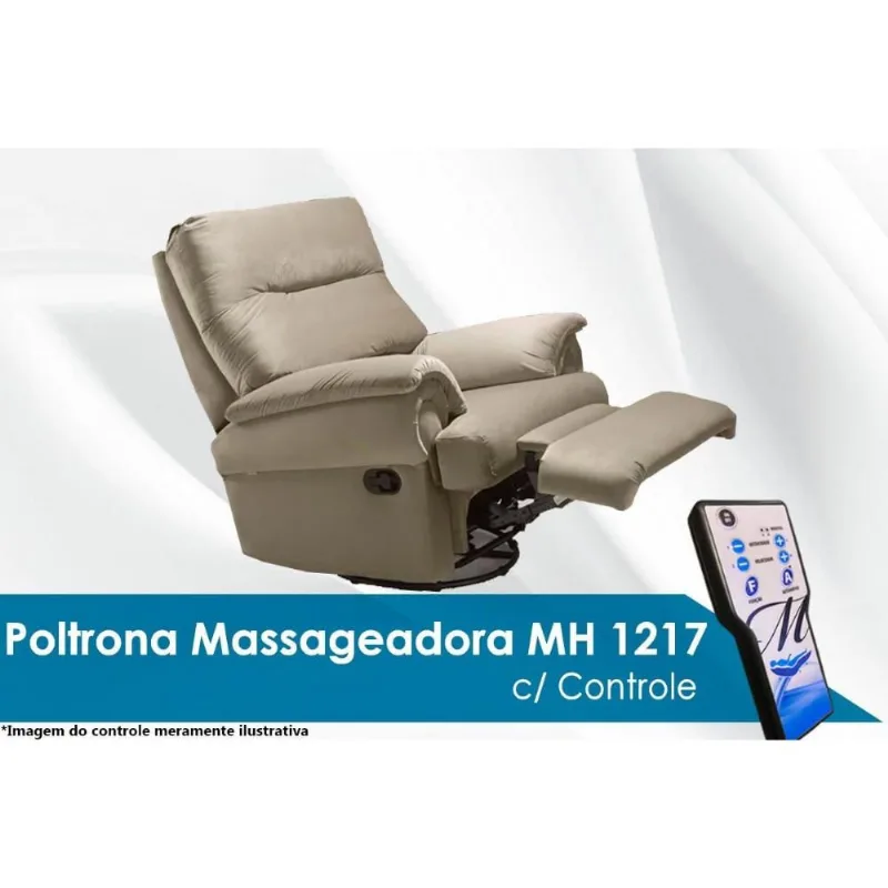 Poltrona Reclinável c/Massagem p/ Sala MH 1217 Two Way Suede Bege - Herval