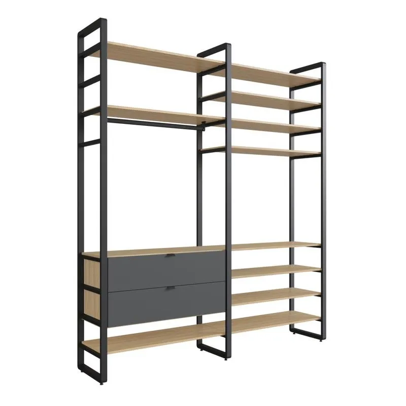 Closet Aberto com 2 Gavetas Herval Valence, Cedro/Grafite